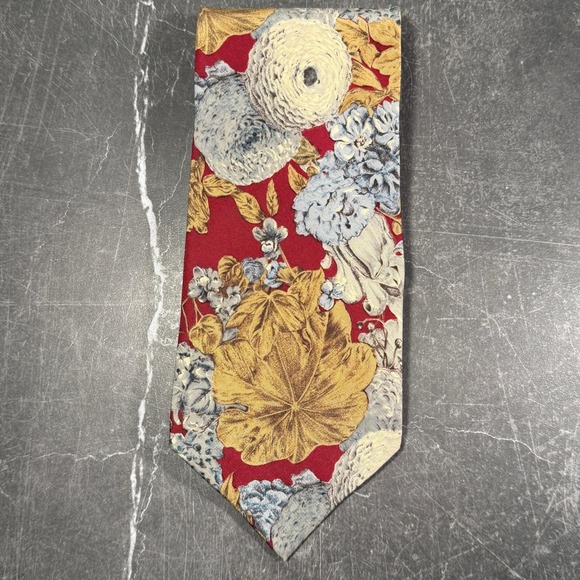 Karl Lagerfeld Other - Mens Tie | Karl Lagerfeld | Vintage 90s Floral Silk Red Gold Blue Made in Italy